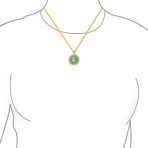 Asian Green Jade Agate Pendant Necklace 14K Gold Plated - Image 6