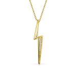 Minimalist Geometric Lightning Bolt Pendant Necklace 14K Gold Plated Silver