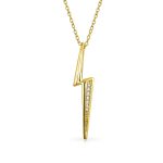 Minimalist Geometric Lightning Bolt Pendant Necklace 14K Gold Plated Silver