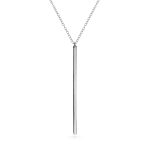 Minimalist Vertical Bar Pendant Necklace 14K Gold Plated Sterling Silver