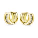 Channel Set CZ Huggies Mini Hoop Earrings Row Gold or Black Stainless Steel - Image 8