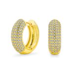 Bridal CZ Micro Pave Slender Huggie Hoop Earrings
