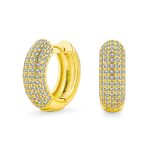 Bridal CZ Micro Pave Slender Huggie Hoop Earrings