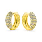 Bridal CZ Micro Pave Slender Huggie Hoop Earrings - Image 3