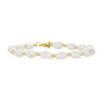Simple White Freshwater Cultured Baroque Pearl Strand Bracelet Gold Plated - Image 2