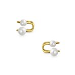 Set of 2 Dainty Bow & Spiral Pearl Cartilage Ear Cuff Helix Earrings Gold Plated - Image 4