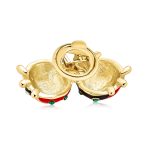 Lucky Ladybug Brooche Pin Red Black Gold Enamel with Green Eye Crystal Design - Image 2