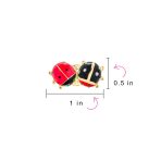 Lucky Ladybug Brooche Pin Red Black Gold Enamel with Green Eye Crystal Design - Image 3