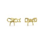Dainty Ribbon Ear Cuff Bow Cartilage Wrap Earrings Non-Pierced Gold Plated .925 Sterling Silver