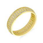 Wide Statement Eternity Band Ring 3 Row Micro Pave CZ .925 Sterling Silver 5MM - Image 4