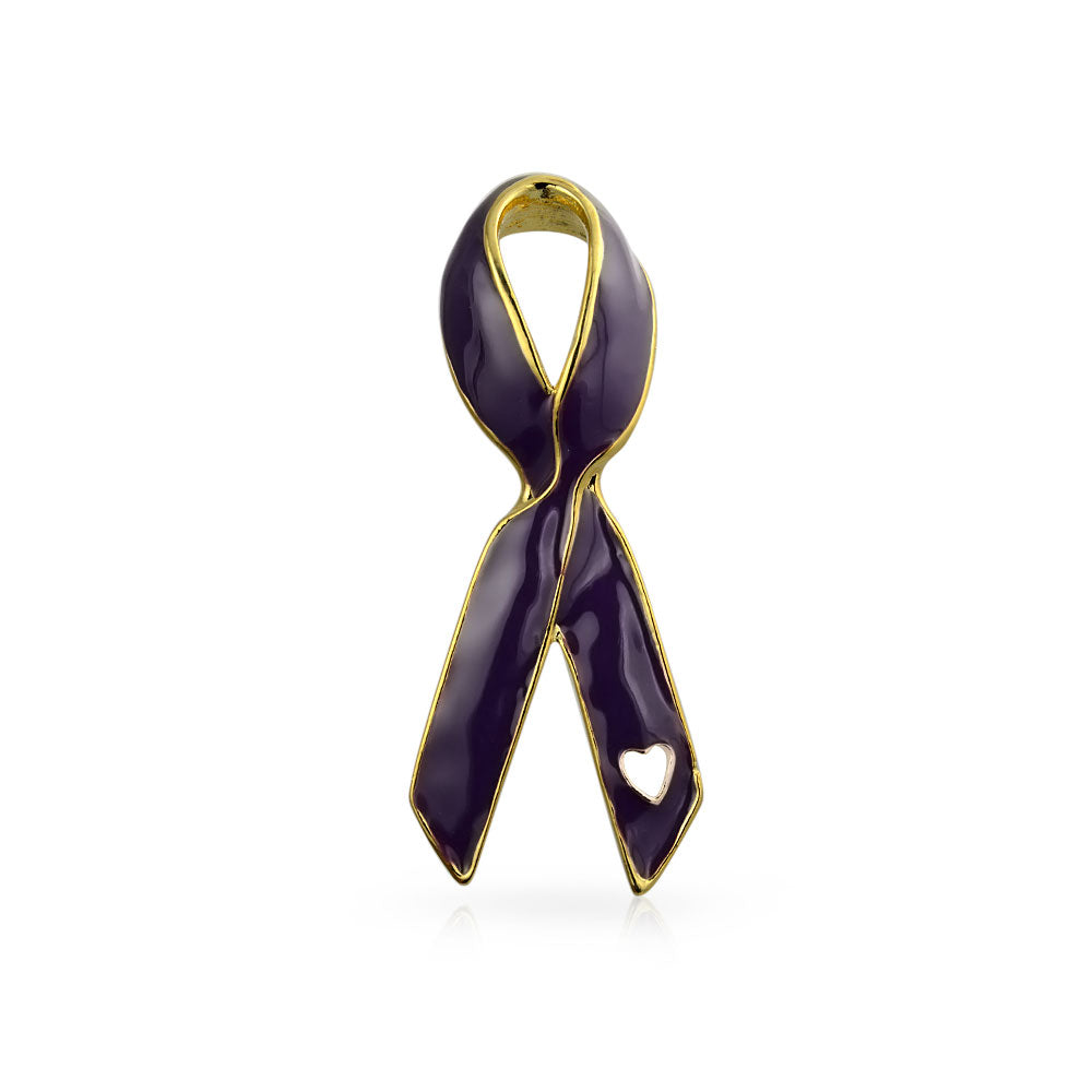 gold-plated-brooch-ribbon-purple_faj-dbh01215-pg-az Open Heart Enamel Pink Ribbon Breast Cancer Survivor Brooch Pin Silver Gold - Image 1