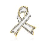 Open Heart Enamel Crystal Brooche Pin for Awareness Ribbons Silver Gold Plated - Image 2