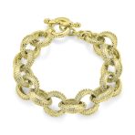 Chunky Chain Link Bracelet with Large Oval Links Toggle Clasp Matte SilverGold - Image 3
