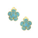 Fashion Enamel 3D Red Rose Flower Clip on Earrings Button Style For Non-Pierced Ears Gold Plated - Image 4