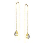 Set of 2 Long Wire Hook CZ Teardrop Threader Earrings Rose Gold Plated Steel - Image 2