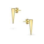 Geometric Spike Triangle Arrow Tiny Stud Earrings Gold Plated Sterling Silver - Image 2