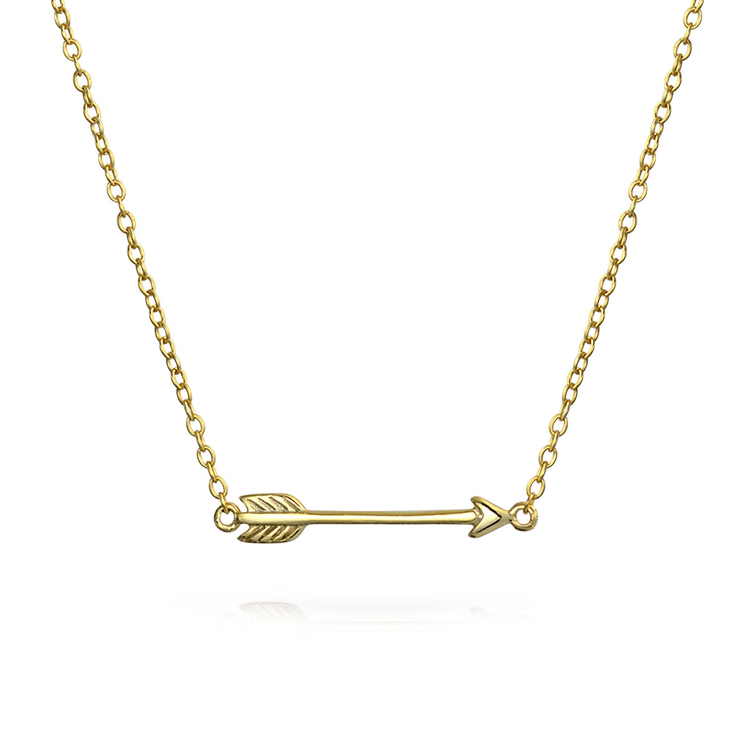 gold-plated-large-arrow-necklace_pfs-15-0881g-az Dainty Cupid Arrow Pendant Necklace in 14K Gold Plated Sterling Silver - Image 1