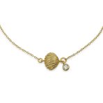 Nautical CZ Seashell Anklet Ankle Bracelet 14K Gold Plated Sterling Silver 9-10" - Image 2