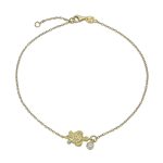 Nautical Turtle CZ Accent Anklet Ankle Bracelet Gold Plated Sterling Silver