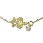 Nautical Turtle CZ Accent Anklet Ankle Bracelet Gold Plated Sterling Silver - Image 3