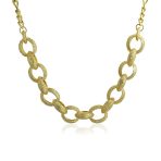 Chunky Oval Link Collar Necklace Toggle Clasp in Matte Gold - Image 2