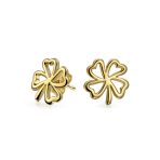 Luck of the Irish Celtic Shamrock Stud Earrings in Two Tone Gold & Silver - Image 2