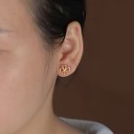 Luck of the Irish Celtic Shamrock Stud Earrings in Two Tone Gold & Silver - Image 3