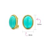 7CT Oval Cabochon Gemstones 17K Gold Plated Clip-On Earrings - Image 14