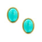 7CT Oval Cabochon Gemstones 17K Gold Plated Clip-On Earrings - Image 6