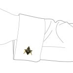 Set of 2 Freemasons Compass Symbol Shirt Cufflink Black Enamel Gold Plated - Image 6