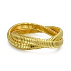Omega Snake Cobra Wide Bangle Twisted Bracelet Set Gold Plated Stainless Steel