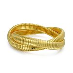 Omega Snake Cobra Wide Bangle Twisted Bracelet Set Gold Plated Stainless Steel