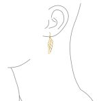Rose Gold Plated Angel Wing Feather Dangle Earrings in  Sterling Silver - Image 9