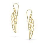 Rose Gold Plated Angel Wing Feather Dangle Earrings in  Sterling Silver - Image 6