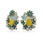 Multicolor Butterflies Flower Clip-On Earrings Non-Pierced Ears