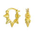 Biker Cartilage Huggie Hoop SpikeEarrings Gold Plated Sterling Silver
