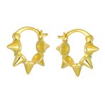 Biker Cartilage Huggie Hoop SpikeEarrings Gold Plated Sterling Silver - Image 2