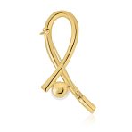White Pearl Clear Crystal Pave Pink Ribbon Breast Cancer Brooch Pin Gold Plated - Image 2