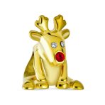 Christmas Charm Bead Tree Candy Cane Reindeer 14K Gold Plated Silver Bracelet - Image 3