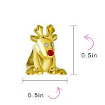 Christmas Charm Bead Caribou Elk Reindeer Red Nose 14K Gold Plated for Bracelet - Image 4