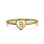 Tiny Minimalist Silver Ring Heart Shape Initial Monogram Gold Plated Sterling - Image 20