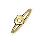 Tiny Minimalist Silver Ring Heart Shape Initial Monogram Gold Plated Sterling - Image 4