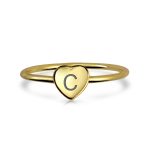 Tiny Minimalist Silver Ring Heart Shape Initial Monogram Gold Plated Sterling - Image 21
