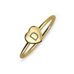 Tiny Minimalist Silver Ring Heart Shape Initial Monogram Gold Plated Sterling - Image 5