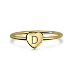 Tiny Minimalist Silver Ring Heart Shape Initial Monogram Gold Plated Sterling - Image 22
