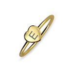 Tiny Minimalist Silver Ring Heart Shape Initial Monogram Gold Plated Sterling - Image 6