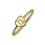 Tiny Minimalist Silver Ring Heart Shape Initial Monogram Gold Plated Sterling - Image 16