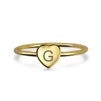 Tiny Minimalist Silver Ring Heart Shape Initial Monogram Gold Plated Sterling - Image 33