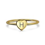 Tiny Minimalist Silver Ring Heart Shape Initial Monogram Gold Plated Sterling - Image 24