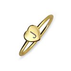 Tiny Minimalist Silver Ring Heart Shape Initial Monogram Gold Plated Sterling - Image 8
